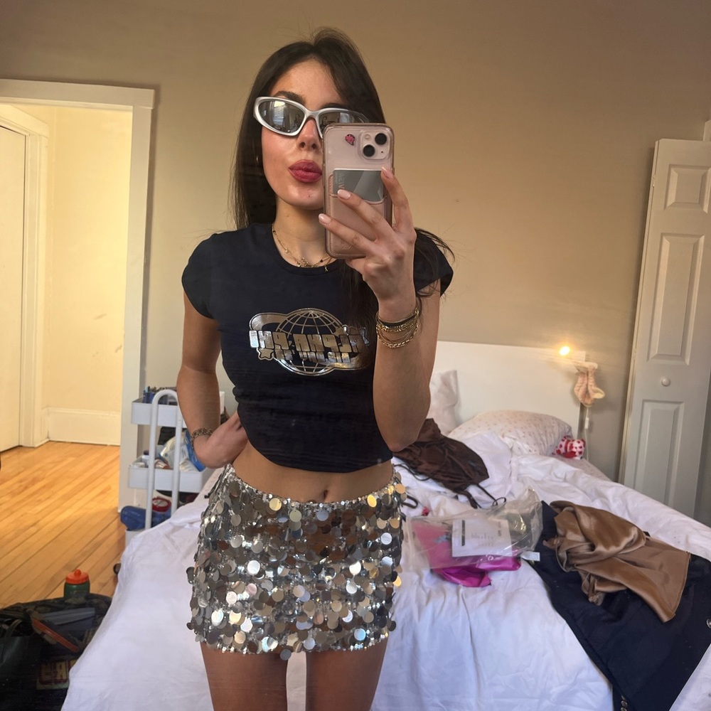 Silver Edikted Mini Skirt XS